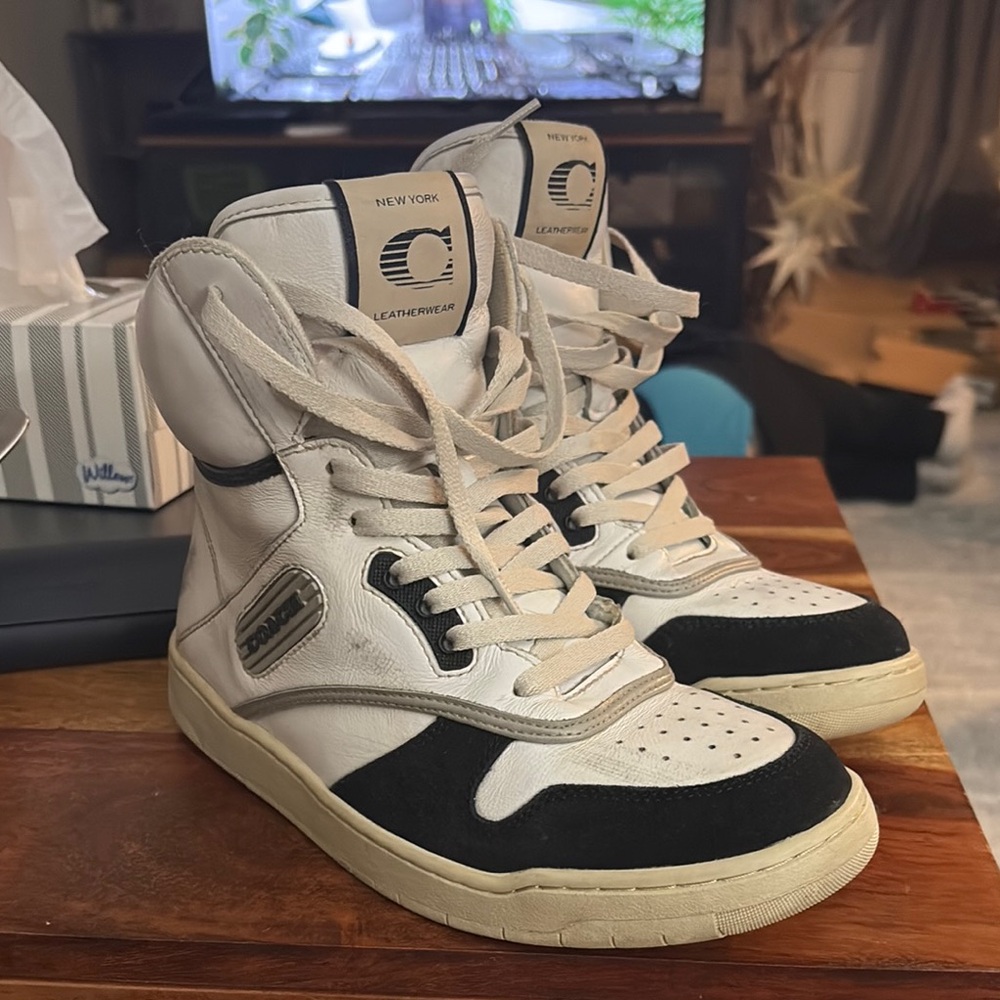 Leatherwear High-Top Sneakers - Black and White